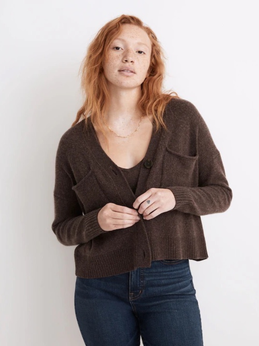 Madewell Upton Cardigan Sweater in Heather Molasses